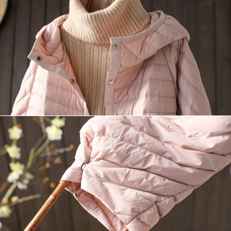Schinteon Vrouwen Ultralight Witte Eend Donsjack met Capuchon Over Size Losse Casual Herfst Winter Uitloper Jas 2023 Nieuw