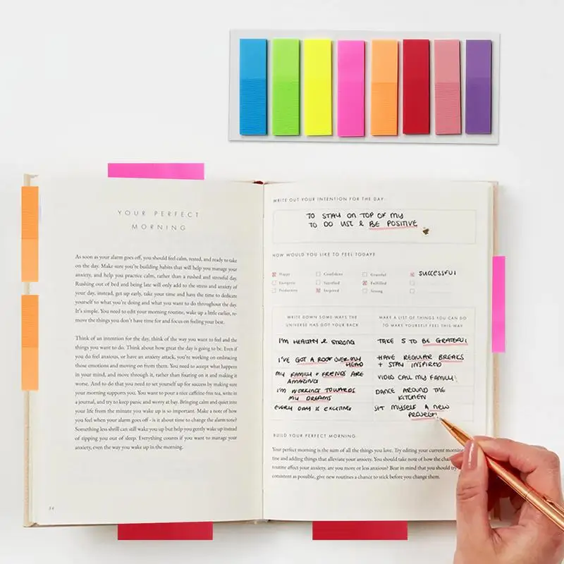 Penanda halaman Tab lengket 8 warna penanda halaman lengket Tab indeks lengket berwarna stiker Tab indeks neon transparan untuk