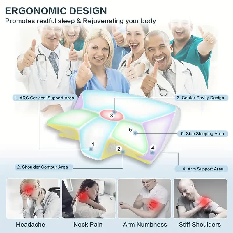 Almohada ortopédica Cervical con forma de mariposa para dormir, cojín cómodo de Ion de cobre con memoria de rebote lento para el cuidado de la salud