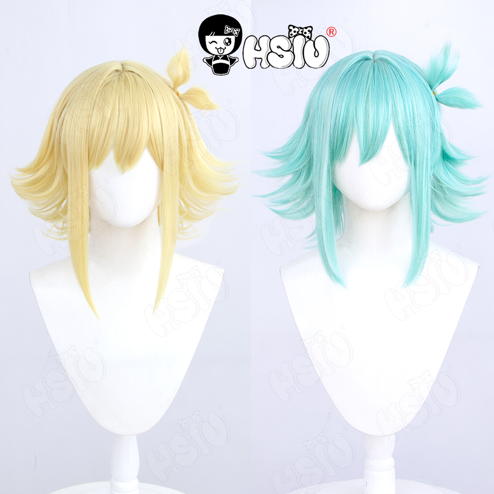 Basil Cosplay Wig Fiber synthetic wig Game OMORI Cosplay Wig「HSIU」shallow lake green yellow short Wig+Wig cap