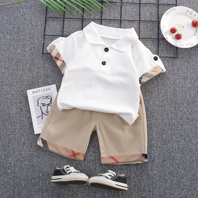 DIIMUU Bé Quần Áo Bé Trai Bộ Áo Thun + Quần Đùi Trẻ Em Gái Trang Phục Phù Hợp Với Trẻ Em Mùa Hè Mặc Trẻ Sơ Sinh Cho Bé Thun + Áo quần