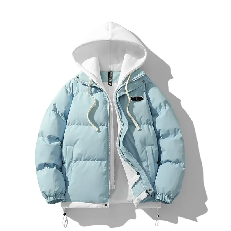 Chaqueta cálida informal 2 en 1 con capucha a prueba de viento para bicicleta, abrigo de algodón para pareja sencilla, cortavientos para exteriores, otoño e invierno, 2024