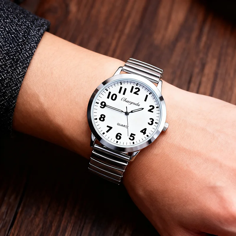 2025 velho masculino feminino casais relógios pulseira elástica flexível moda simples grande digital relógios de pulso eletrônicos de aço inoxidável