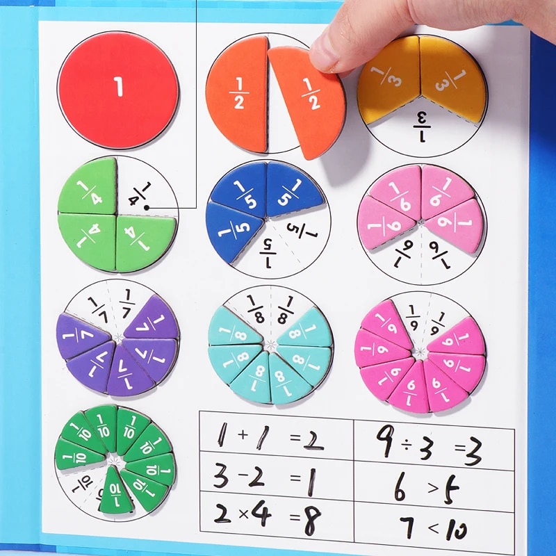 Puzzle a frazioni magnetiche per la maestra matematica Illuminazione Montessori con divertenti aiuti didattici per l'aritmetica Giocattoli educativi cognitivi