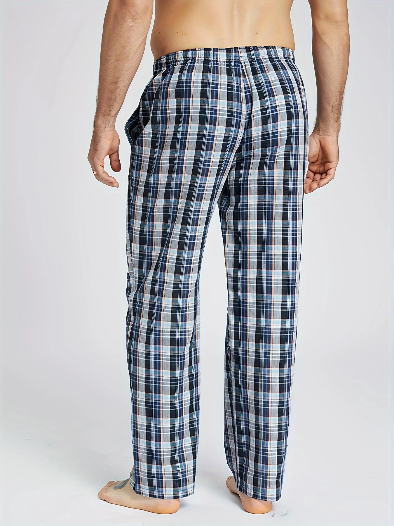 JupiterSecret 3 Pçs/set Algodão Xadrez Sleep & Lounge Calças dos homens, pijama Bottoms com bolsos para toda a temporada