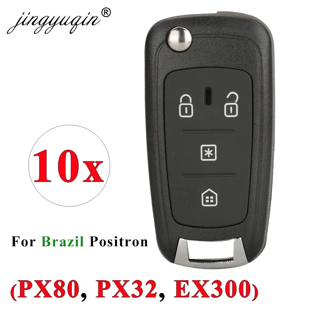 Jingyuqin 10 Uds carcasa de llave de coche para Brasil Positron Flex PX80 doble alarma 293 PX32 EX300 330 360 AKBPS109 AKBPCP090 AKBPCP117AT