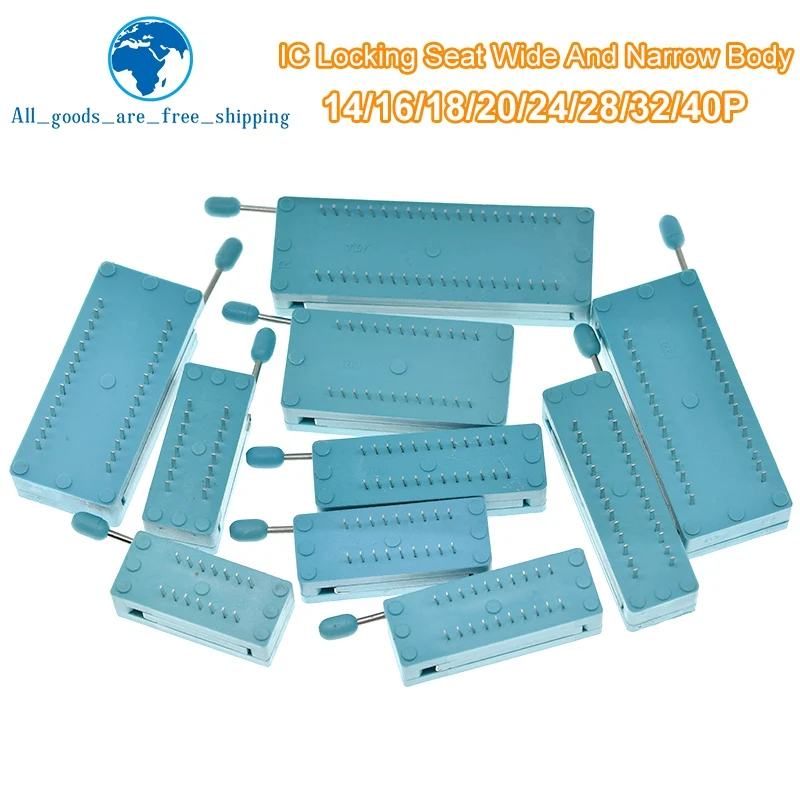TZT 1 unids/lote 14 16 18 20 24 28 32 40 P Pin 2,54 MM verde DIP Universal ZIF IC Socket prueba soldadura tipo IC bloqueo asiento zif socket