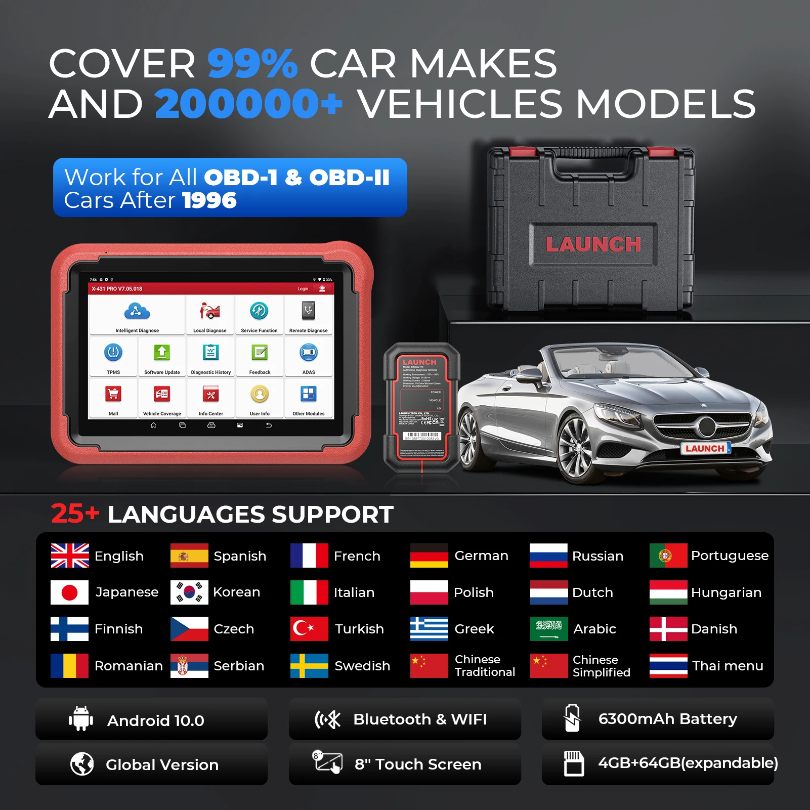 LAUNCH X431 PROS V 5.0 outils de Diagnostic Scanner de voiture OBD2 PRO V tous les systèmes outil de Diagnostic automobile codage ECU 2024 nouvelle Version