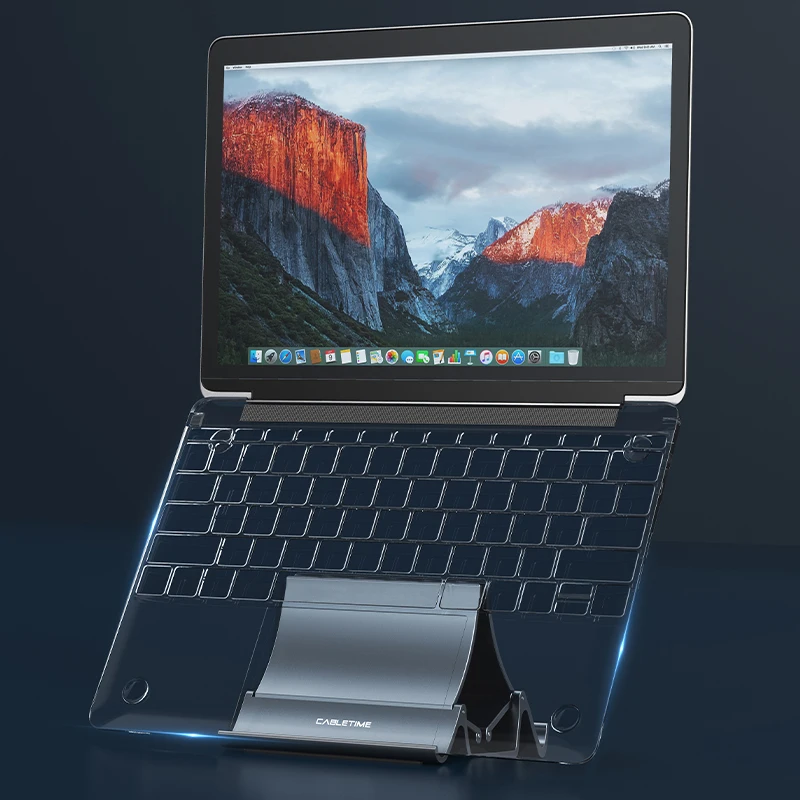 CABLETIME Vertical Laptop Stand Heat Dissipation Non-slip Silicone Gravity Holder for MacBook Surface iPad Tablet Stand C418