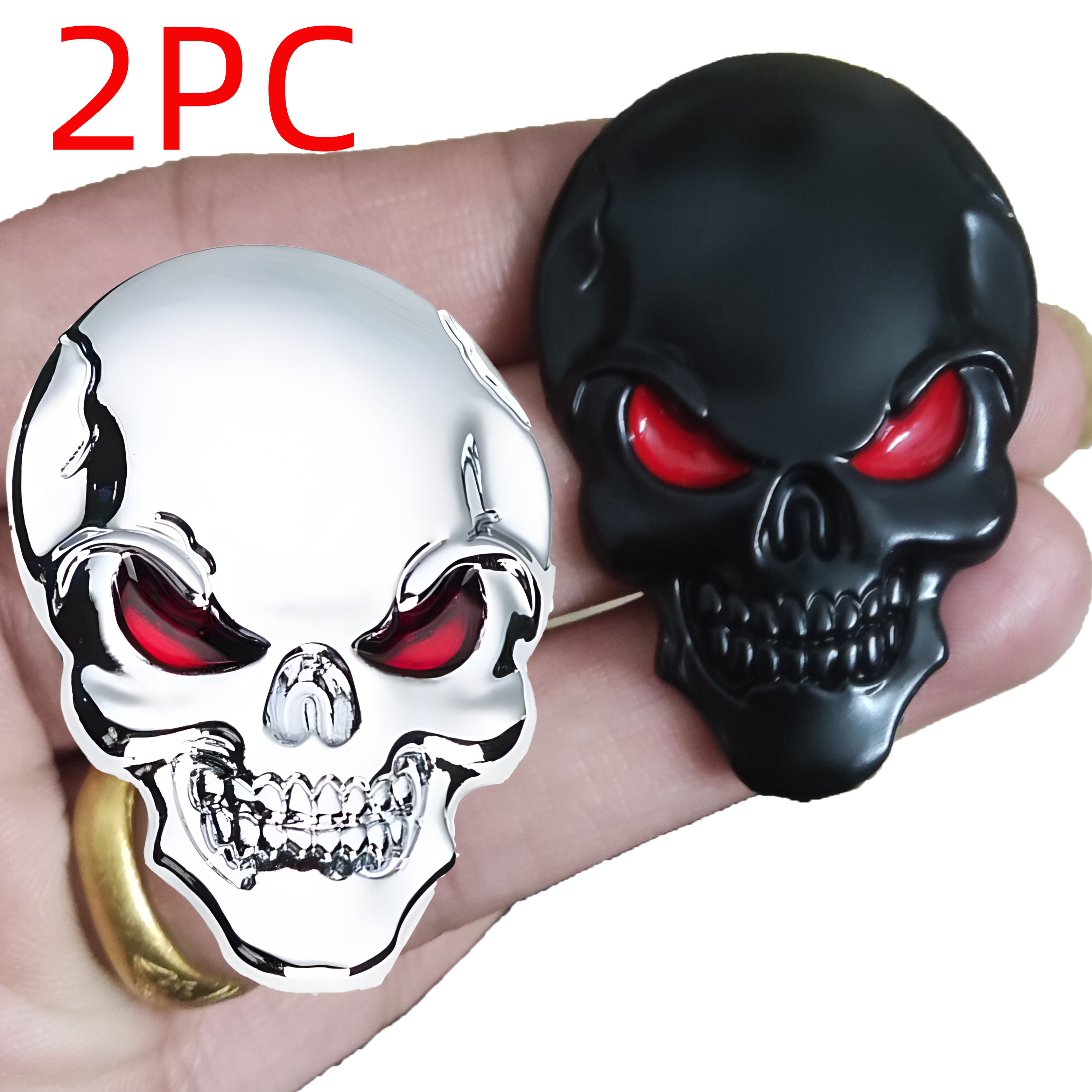 2pc crânio pirata esqueleto bucaneiro cabeça crânio 3d metal corpo do carro adesivo auto emblema traseiro emblema decalque adesivo de carro
