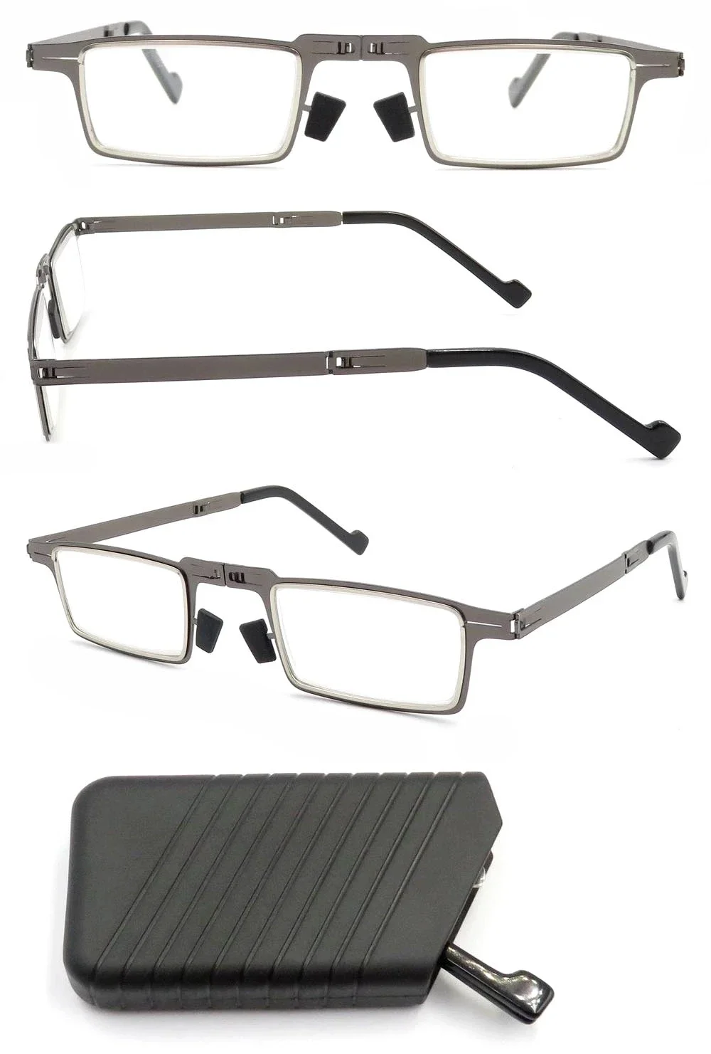 Portable Folding Reading Glasses Men Metal Round Square Anti Blue Light Eyewear Presbyopia Eyeglasses Frame Diopter +1.0 to +4.0
