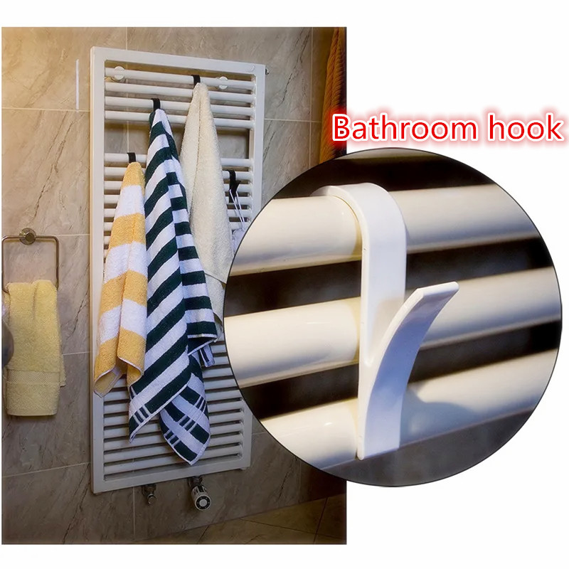 Cabide de banheiro clipes rack de armazenamento branco claro cabide aquecido toalha radiador ferroviário roupas cachecol cabide ganchos titular