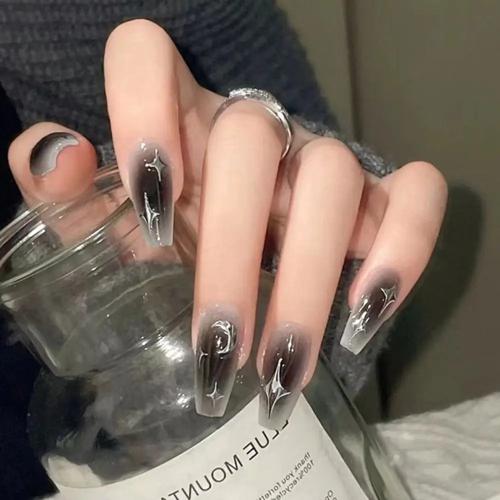 Impermeável Gradiente Unhas Postiças, Francês Bailarina Prego, Médio Caixão Unhas Postiças, Pressione em Unhas Dicas, 24pcs
