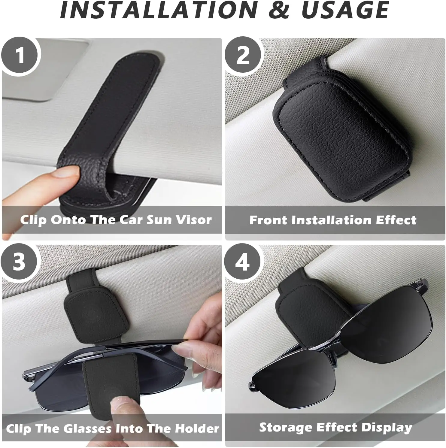 El soporte para gafas de sol es adecuado para sombrillas de coche, Clip magnético para gafas de sol de cuero y Clip para billetes, accesorios para sombrilla de coche