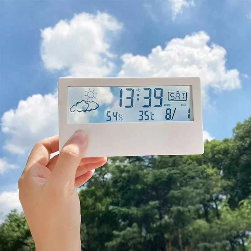 Reloj electrónico medidor de temperatura y humedad estación meteorológica para el hogar con alarma LED termómetro termo higrómetro multifunción
