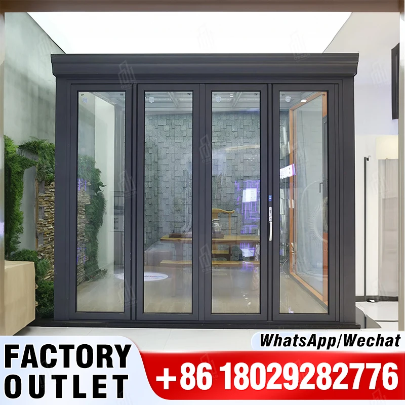 Oscaracso Folding Door Design Aluminum Sizes Horizontal Bi Fold Door And Windows Glass Side Folding Door