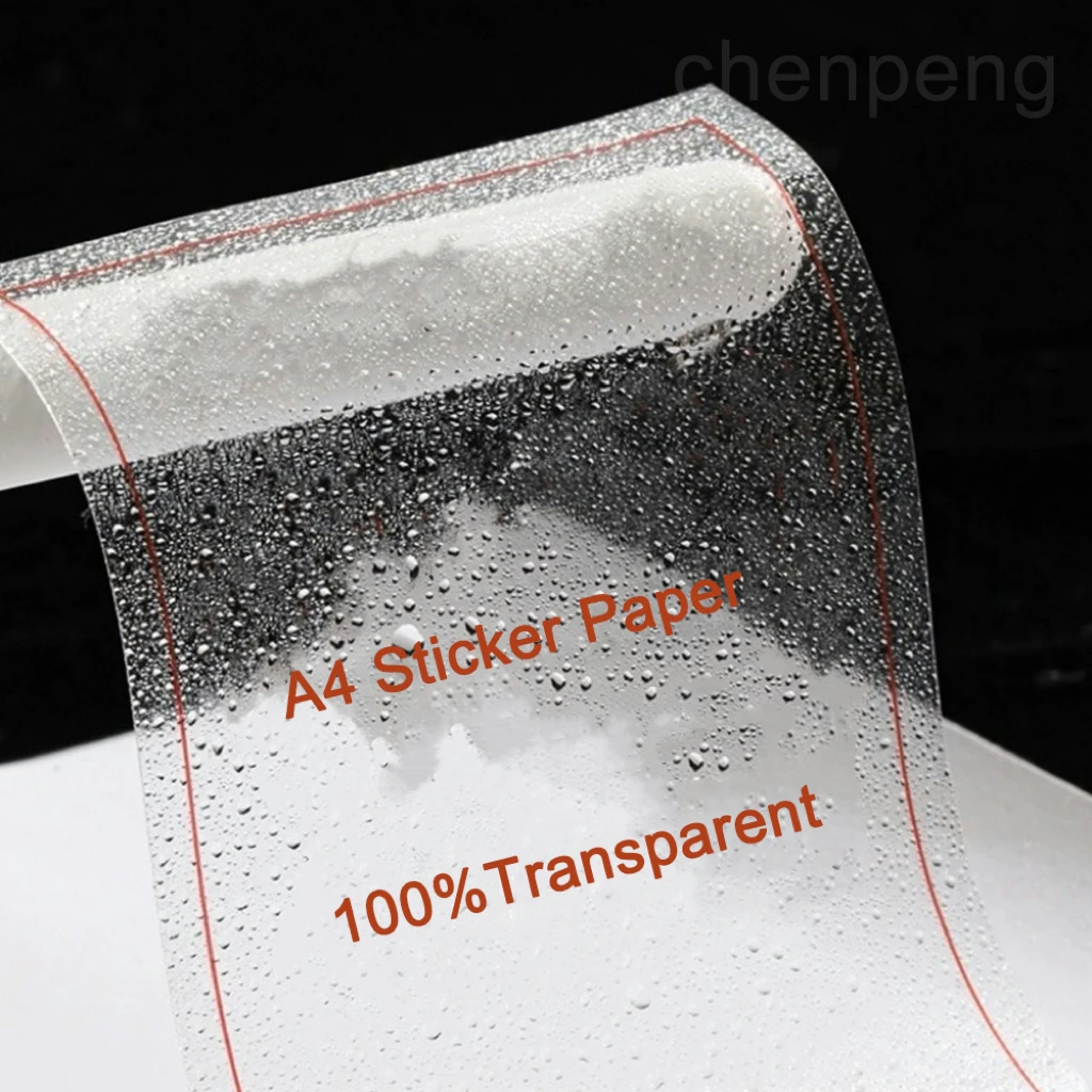 Carta adesiva in vinile trasparente al 100% Carta adesiva per etichette adesive A4 Carta adesiva trasparente stampabile per stampante a getto d'inchiostro e laser