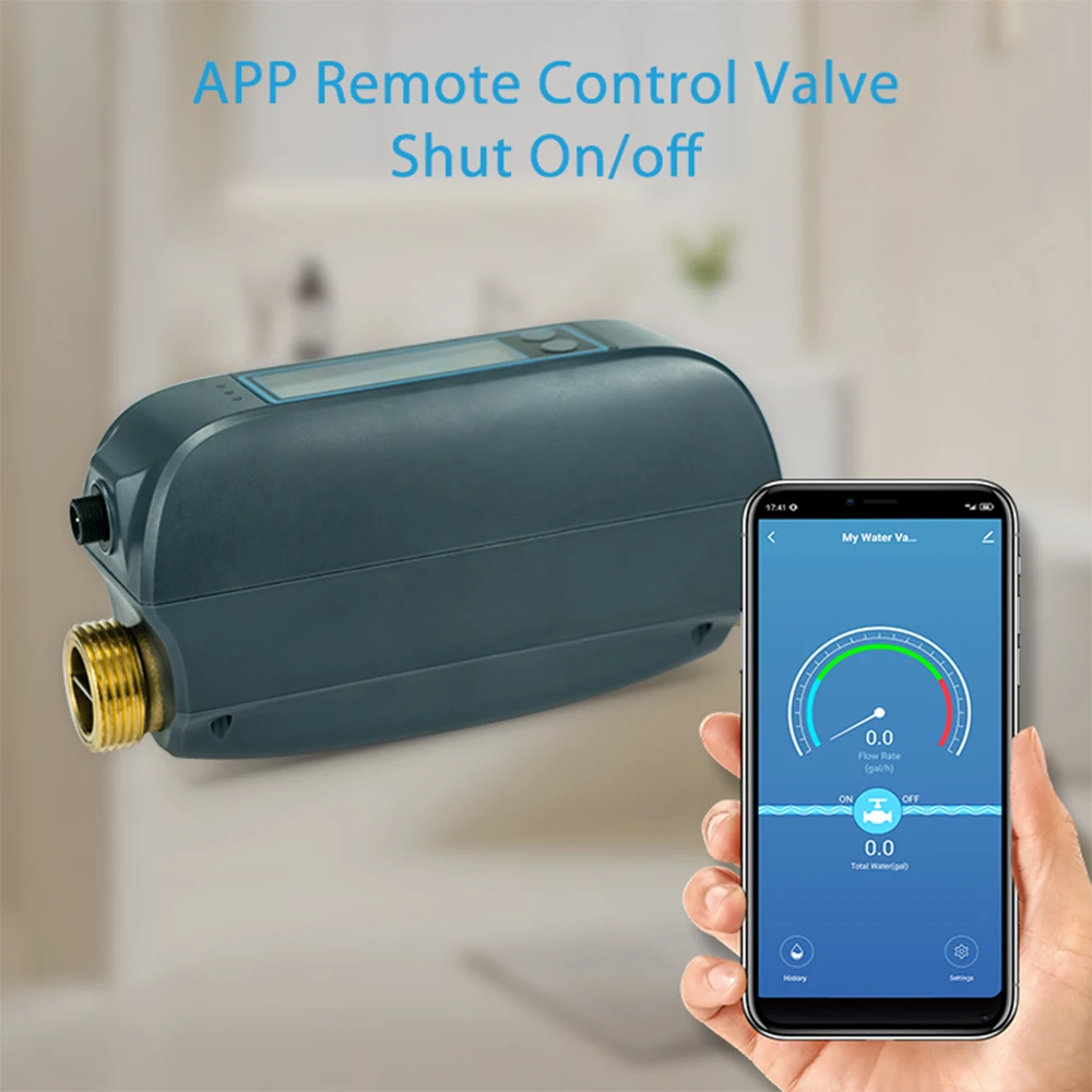 Tuya Smart WiFi Water Valve Water Flow Rate And Water Meter Shut On/Off Remote Control Real Time Display