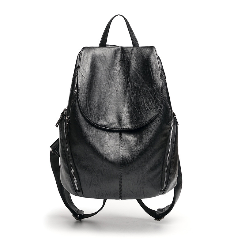 Mochilas negras para mujer, mochila impermeable de alta capacidad de cuero genuino, mochilas escolares de moda para mujer, mochilas escolares de viaje para chica