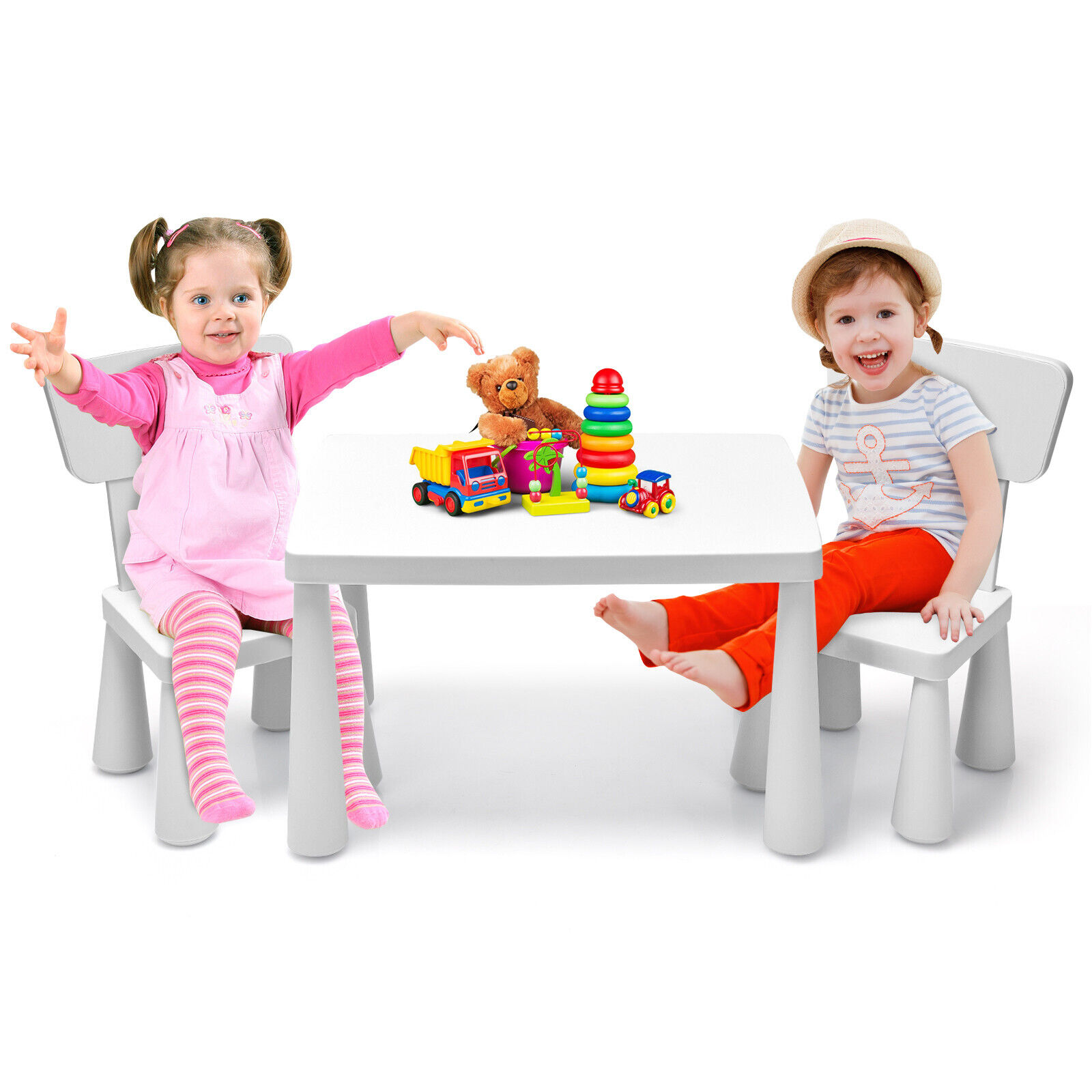 DORTALA Kids Play Table and Chair Set Children Multi Activity Desk Chair Furniture Blue