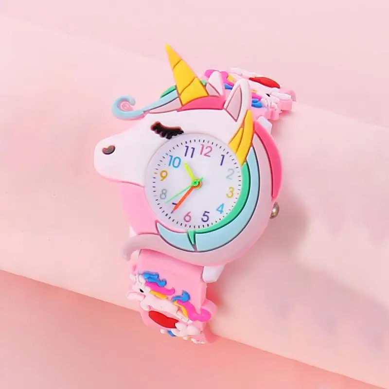 ใหม่แฟชั่น 3D Casual การ์ตูนเด็กนาฬิกาซิลิโคน Love Unicorn นาฬิกา Saturn Rainbow Meteor นาฬิกาข้อมือควอตซ์ Relogio