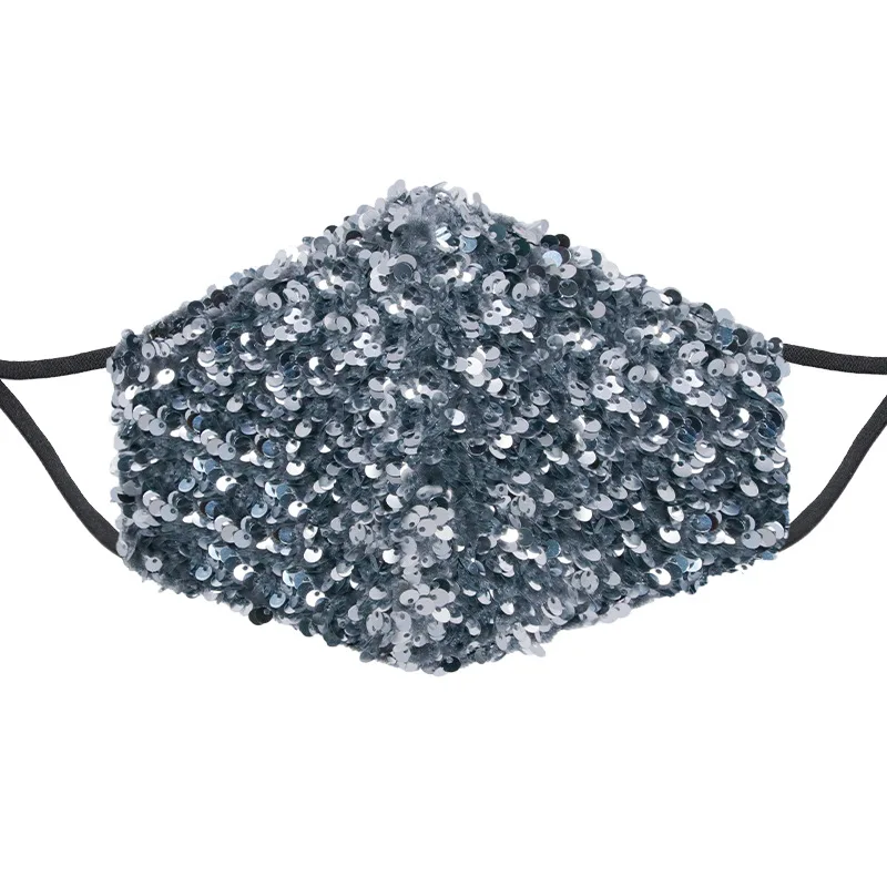 แฟชั่นส่องแสงเป็นประกายระยิบระยับ Glitter Sequins หน้ากากผ้าฝ้ายสำหรับผู้ใหญ่ Party Anti หน้ากากป้องกันฝุ่นปรับล้างทำความสะอาดได้ปากหน้ากาก
