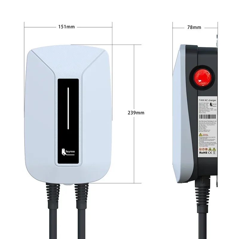 feyree EVSE ウォールボックス EV 充電器 Type2 32A 7KW 1 相 IEC62196-2 プラグ電気自動車充電ステーション車の充電器 5 メートルケーブル