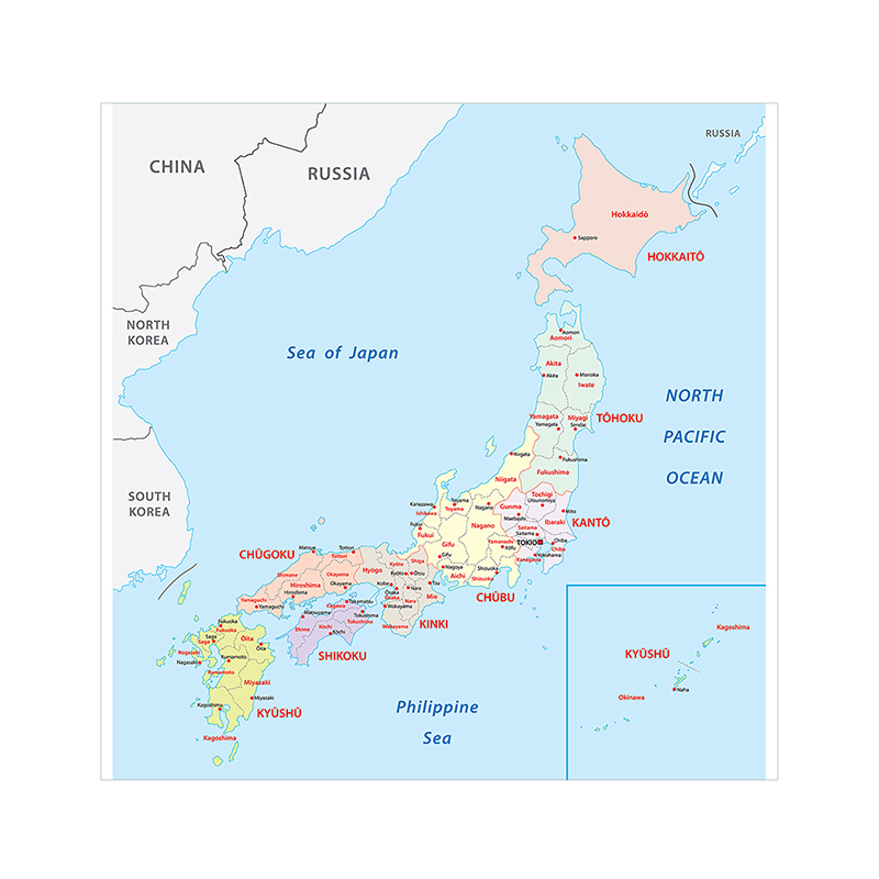 日本の半袖地図60 * 60cm,不織布の壁のポスター,家の装飾,学用品