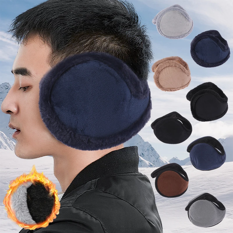 Orejeras térmicas de felpa suave para hombre, calentador de orejas grueso para deportes al aire libre, cubierta de oreja a prueba de viento y frío para invierno