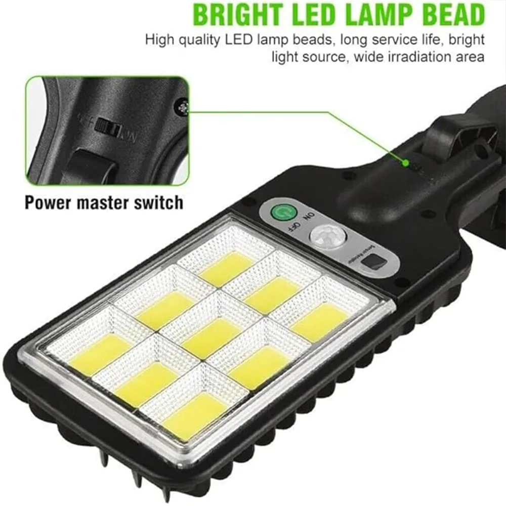 108 ไฟ LED พลังงานแสงอาทิตย์กลางแจ้ง 3 โหมดกันน้ํา Motion Sensor โคมไฟรักษาความปลอดภัย LED โคมไฟติดผนังถนนสําหรับ Garden Patio Path