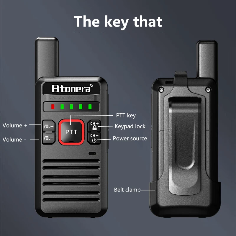 Mini Walkie Talkie BTONERA BT68 Portable Two Way Radio Portable Radio Communicator Walkie-Talkies 1 or 2 PCS for Hotel Hunting