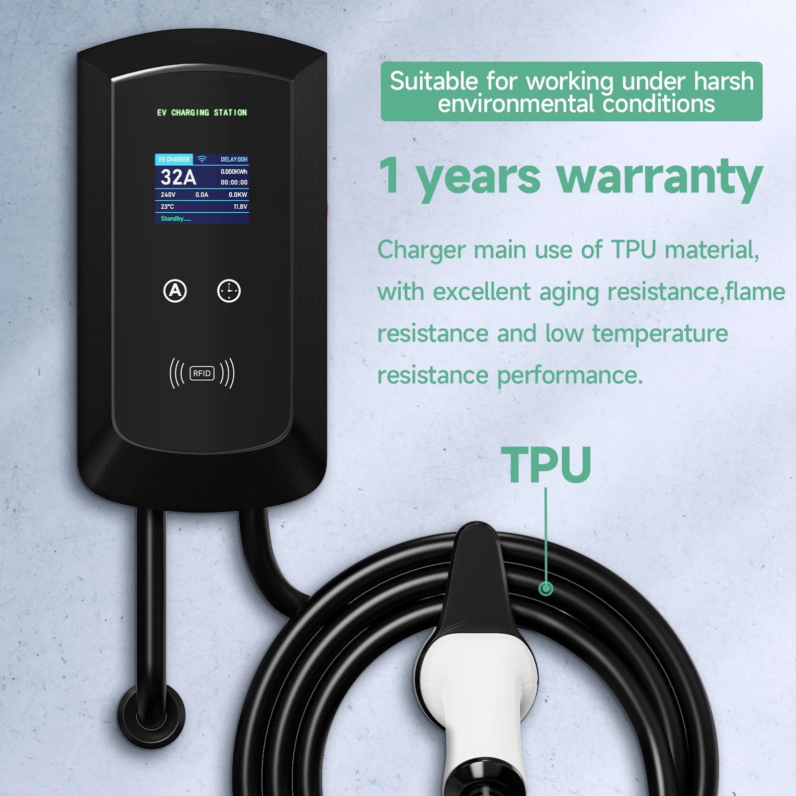 AFYEEV 32A EV 充電ステーション 22KW 3 相電気自動車車の充電器 11KW Type2 IEC62196-2 EVSE ウォールボックス APP 制御 5 メートルケーブル