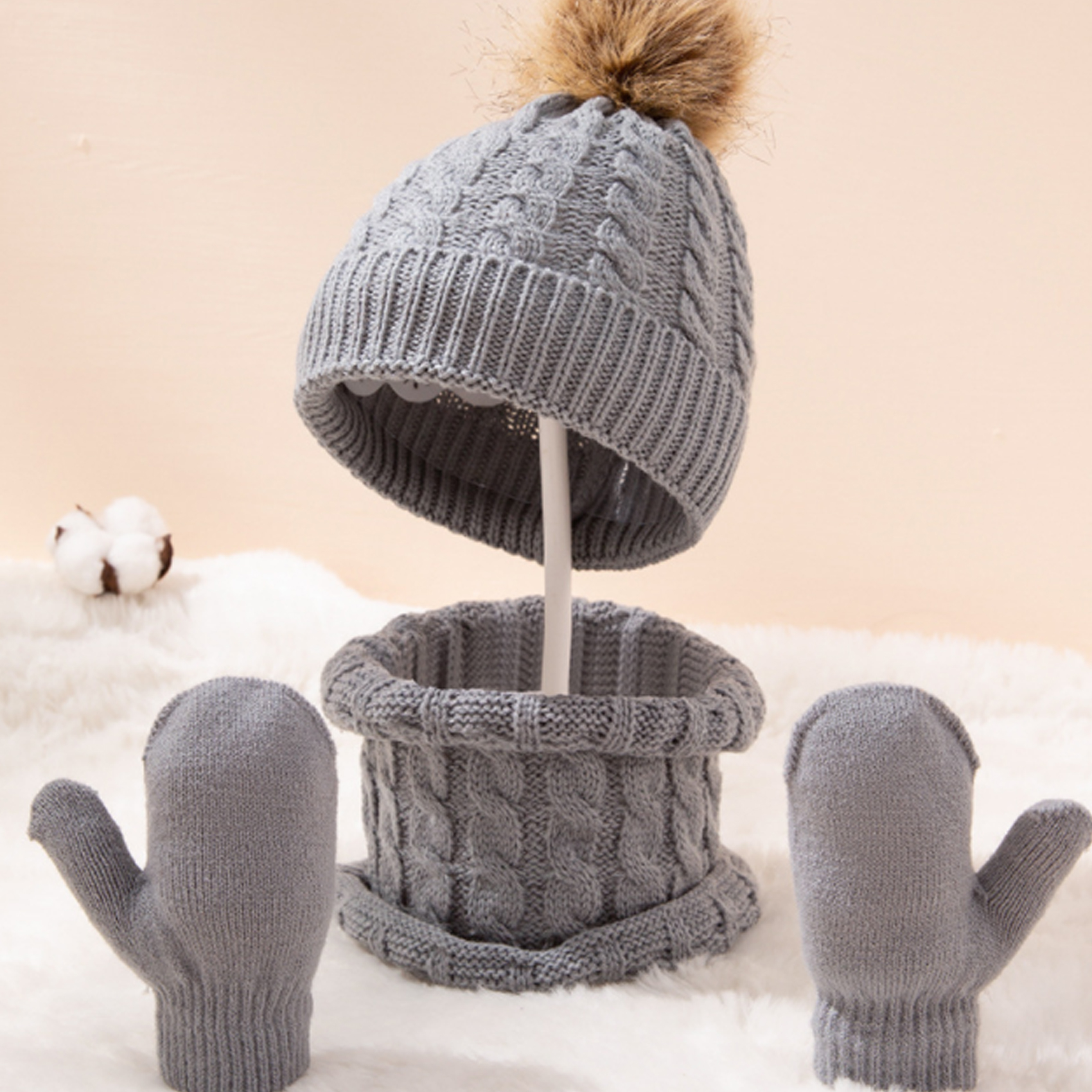 3 Stks/set Kind Winter Muts Sjaal Wanten Set Peuter Gebreide Meisjes Kinderen Nek Warmer Jongens Wol Outdoor Warme Huidvriendelijke Handschoenen