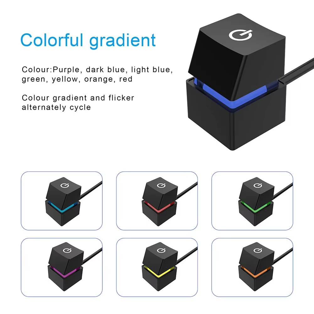 전원 스위치 케이블이 있는 NNBILI 2M RGB LED 스트립 게임용 데스크탑 컴퓨터 홈 오피스 설정용 PC 확장 켜기/끄기 사각형 버튼