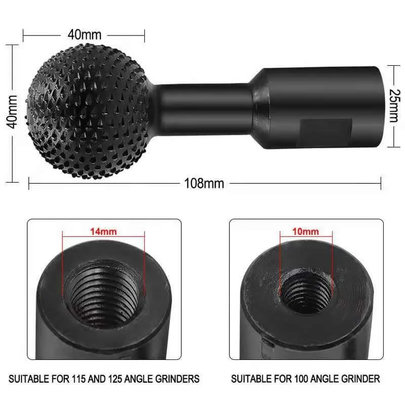 Sphere โรตารี่หัวไม้ขัดแกะสลักแกะสลักเจาะ Bits Ball Gouge หัวมุม Grinder เครื่องมือ