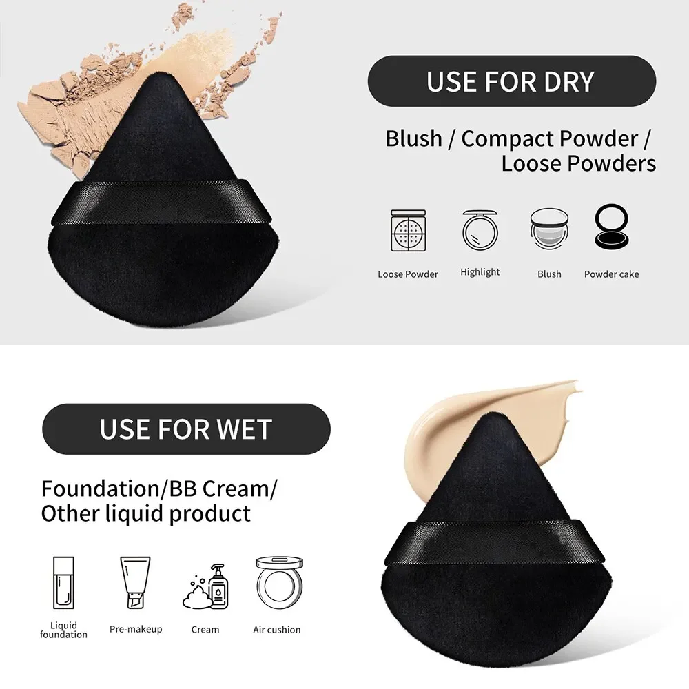 Commercio all'ingrosso 10/12 pezzi triangolo soffio di polvere bagnato uso secco per polvere sfusa liquido cosmetico morbido peluche soffio di polvere fondotinta trucco