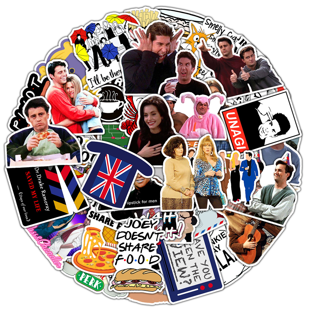 10/30/50pcs คลาสสิก TV Series เพื่อนสติกเกอร์ตลก Graffiti Decals ตกแต่ง DIY เคสโทรศัพท์แล็ปท็อปกระเป๋าเดินทางสติกเกอร์กันน้ํา