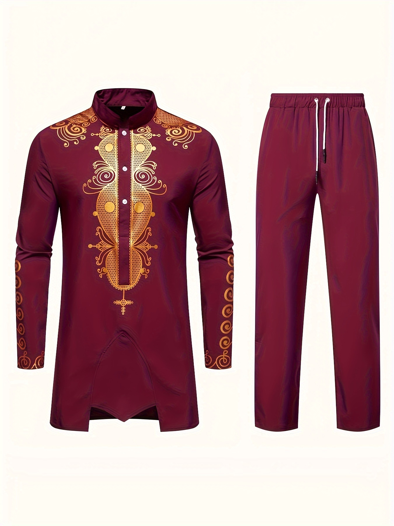 男性用ルーズツーピーススーツ,3Dプリントパターン,アラビア風ドレス,伝統文化,イスラム教徒