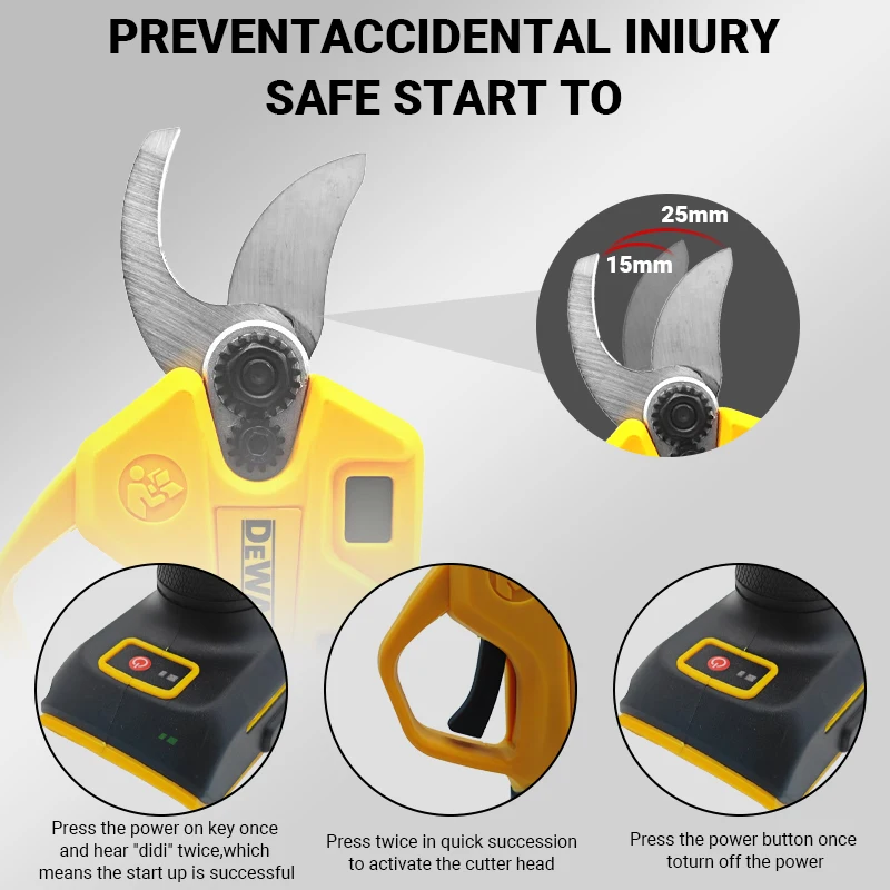 DEWALT 20V Brushless Electric Scissors Cordless Pruning Shears Multifunctional Fruit Tree Branche Cutter Garden Tool