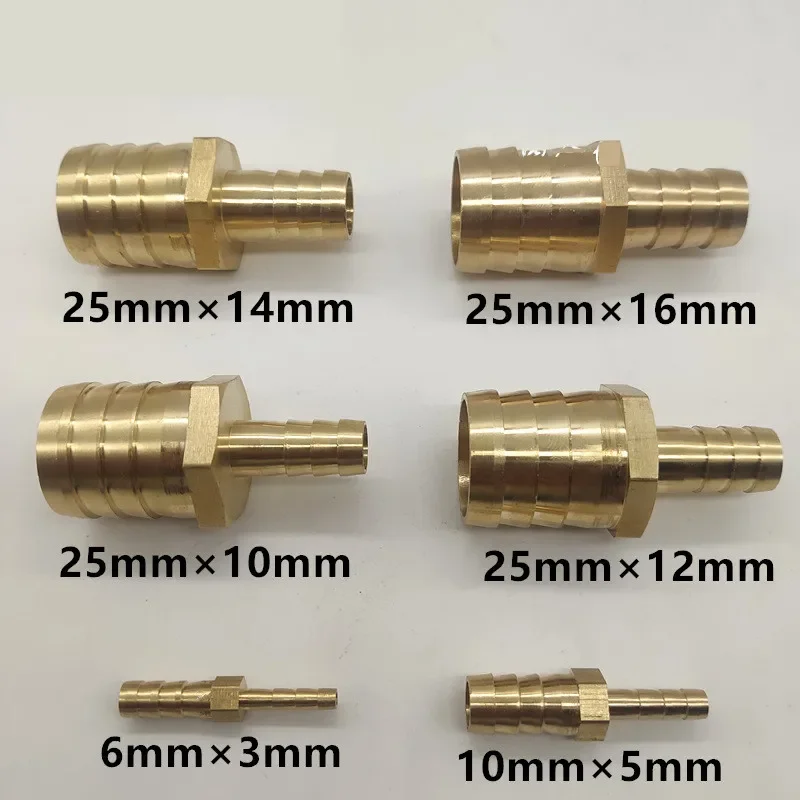 แก๊สทองแดง Barbed ขั้วต่อ Coupler อะแดปเตอร์ทองเหลืองตรงท่อท่อเท่ากับ Barb ลด Joint 3 4 5 6 7 8 10 12 14 16มม.