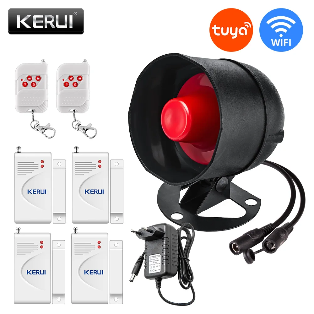 KERUI Tuya Smart WIFI Беспроводная система охранной сигнализации Сирена Домашний охранный датчик движения двери Совместимый Google Home Alexa 433 МГц