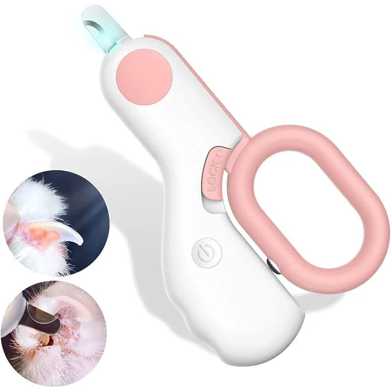 LED 라이트 고양이 개 손톱 깎기 커터 안전 잠금 장치가있는 전문 애완 동물 발톱 트리머 강아지 새끼 고양이 동물 관리 손질 도구 키트