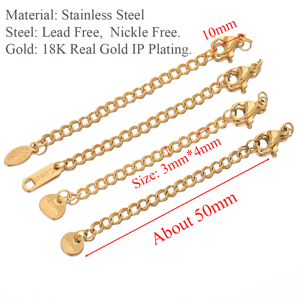 10 stuks roestvrijstalen verlenging verlengde staartkettingen kreeft sluitingen connectoren DIY sieraden maken bevindingen armband kettingen