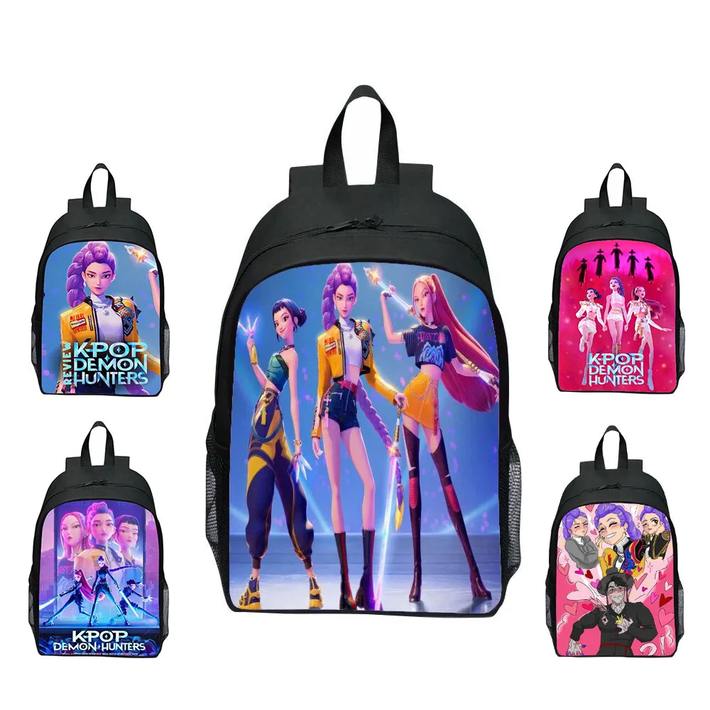 Mochila Kpop Demon Hunters Huntrix K-pop Demon Hunters Rumi Mira Zoey, estuche para lápices, Mochila escolar, conjunto de Estuche para lápices