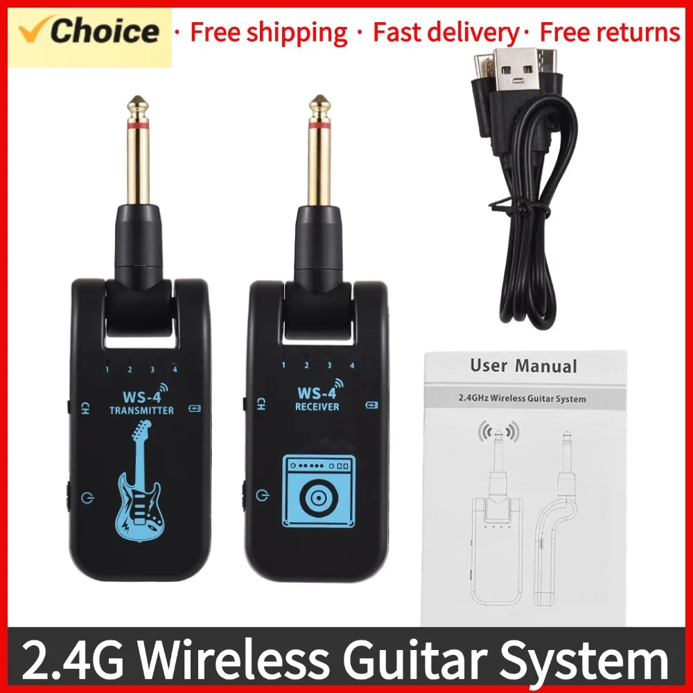 Sistema inalámbrico para guitarra eléctrica, juego de transmisor y receptor recargable de 2,4G, instrumentos de viento