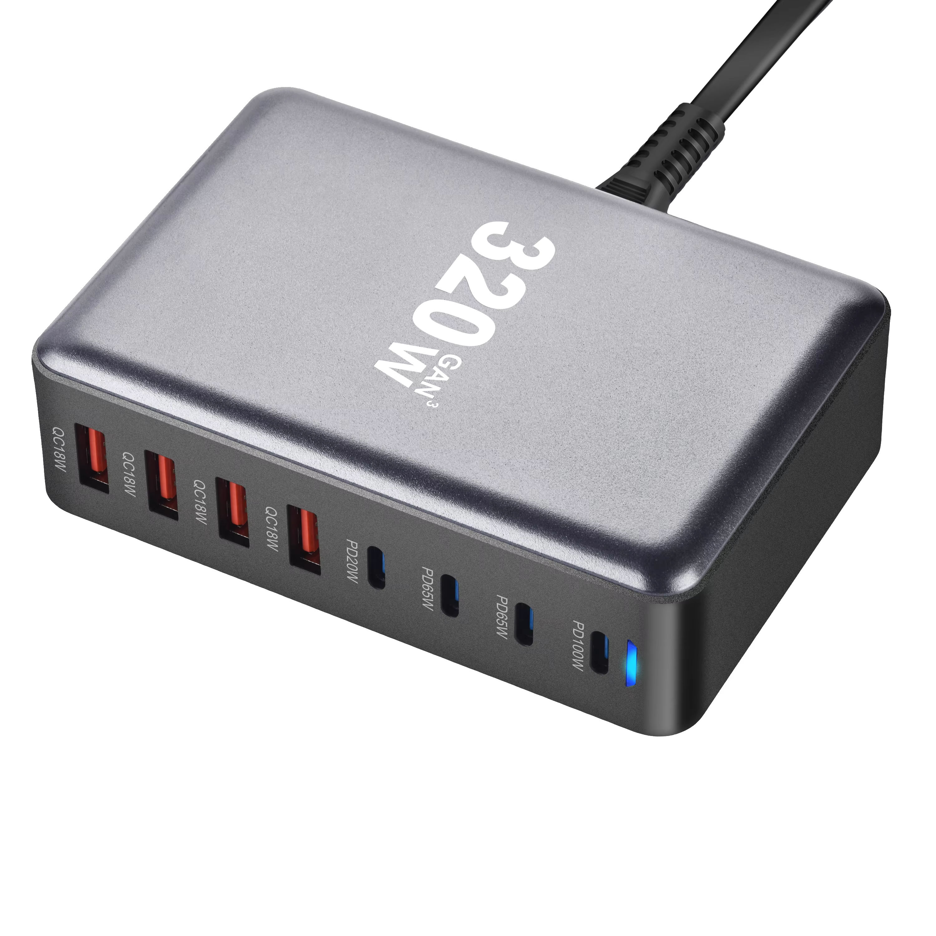 320W GaN 充電器 USB C 高速デスクトップ 8 ポート USB タイプ C PD 充電器高速充電 3.0 USB タイプ C 高速充電器 iPhone15 14 サムスン用