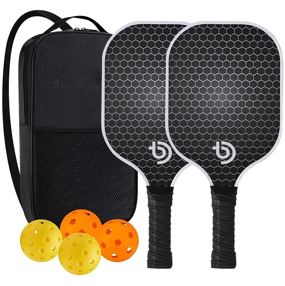 Conjunto de pás de pickleball-fibra de carbono grafite usado aprovado raquetes leves conjunto de exercícios internos e externos para todas as idades