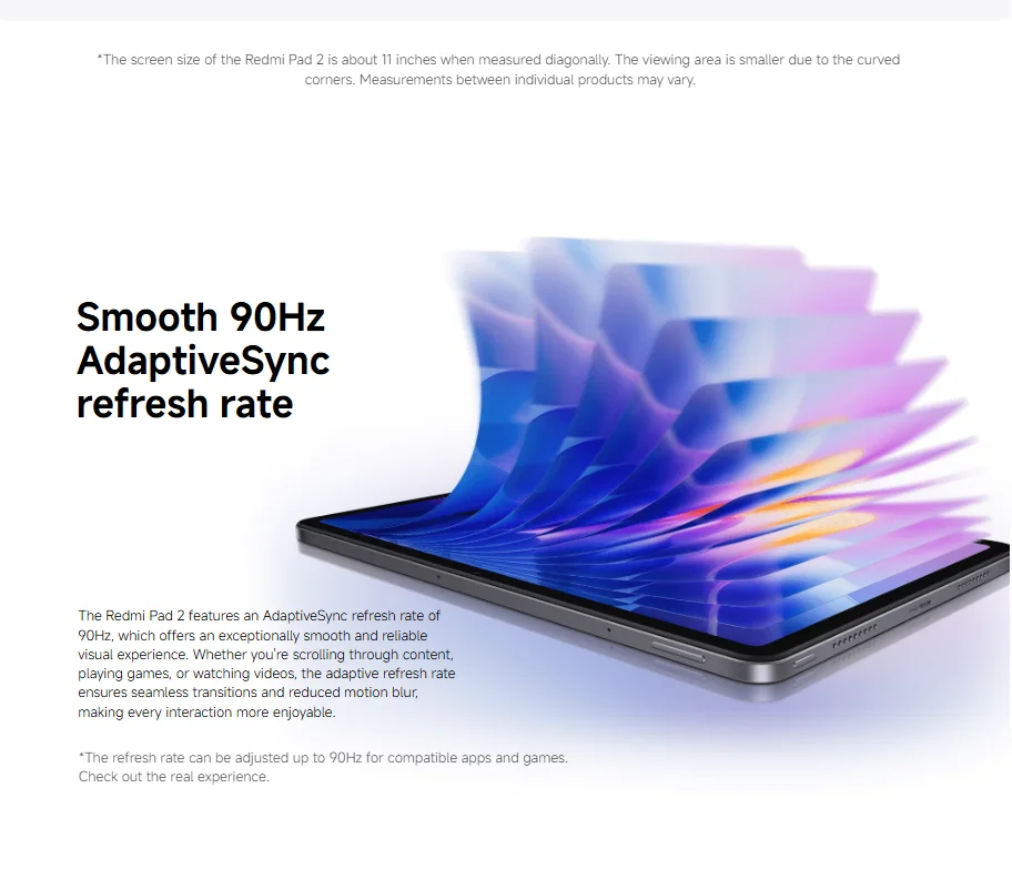 Xiaomi Redmi Pad 2 WIFI, 11", 90 Hz,MediaTek Helio G100-Ultra, cámara de 8 MP, 9000 mAh