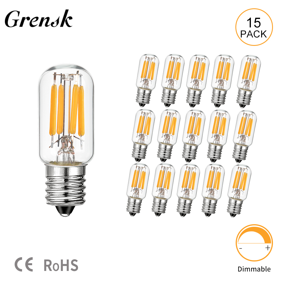 T20 E14 Led-lampe 2W Dimmbare Edison Lampen E12 Retro Rohr Mini Nacht Lichter 2200K Kronleuchter Rohr Filament kühlschrank Lampe