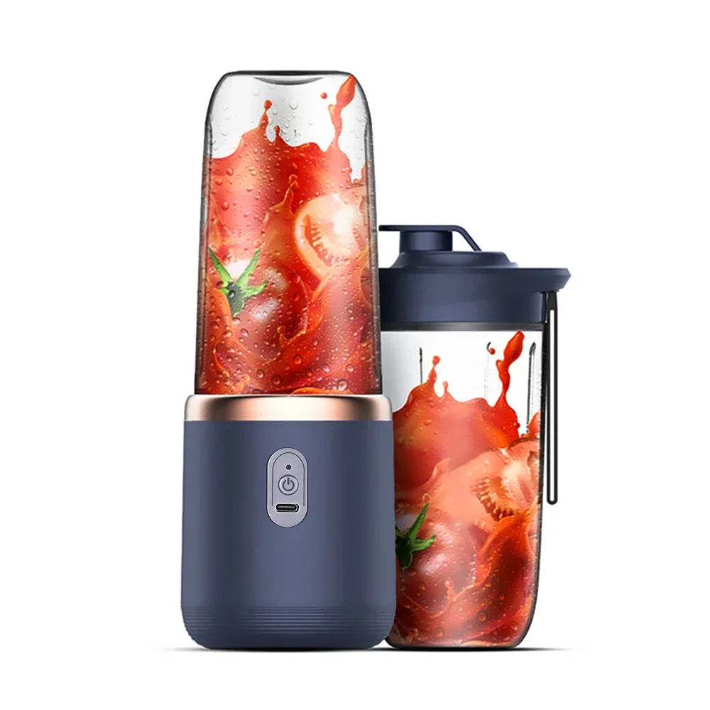 6 ใบมีดไฟฟ้า Juicer ถ้วย 2 ถ้วยสําหรับเดินทางแบบพกพา Juicer Mixer USB ชาร์จน้ําผลไม้สดเครื่องปั่นส่วนบุคคล Smoothie